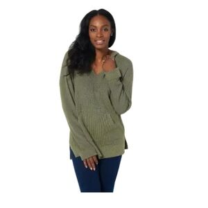 Isaac Mizrahi Live Green Knit Oversized Sweater Size S